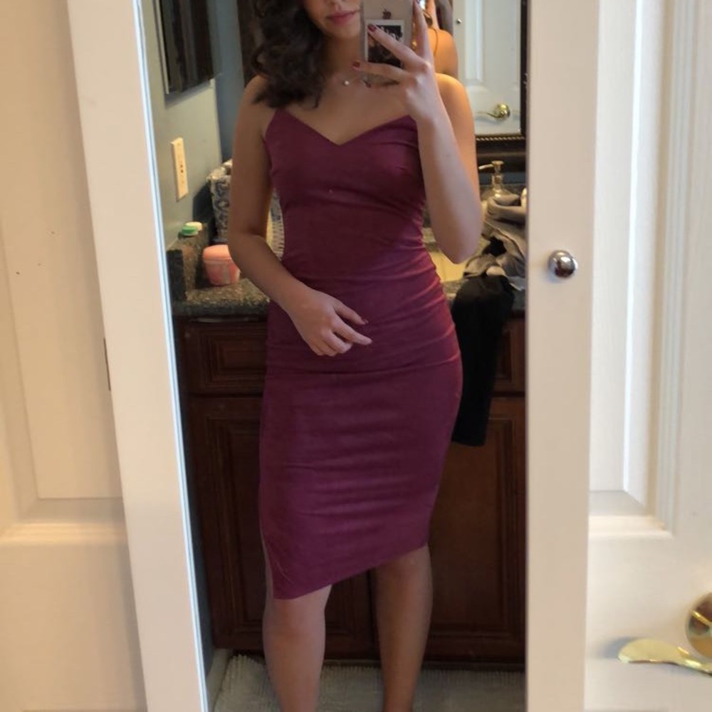 Charlotte Russe purple suede fitted tank dress